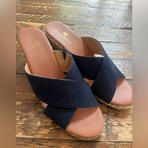 Timmy Bahama wedge sandal. Worn once. Navy. 8.5
